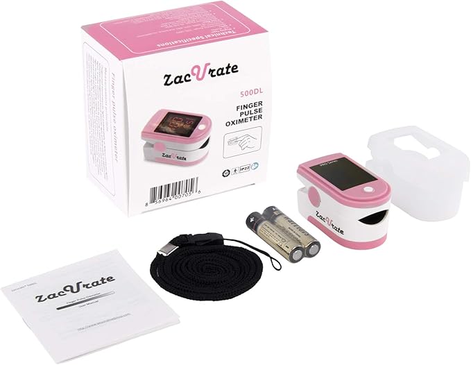 Zacurate Pro Series 500DL Fingertip Pulse Oximeter and Oximeter Carrying Case Bundle