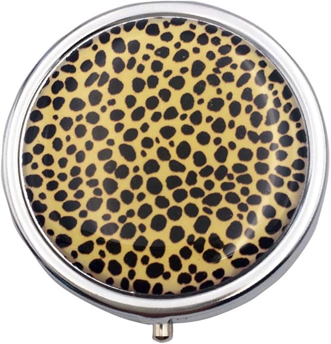 Round Medicine Box Portable Mini Metal Pill Case 2 inches Travel Little Pill Dispenser for Purse