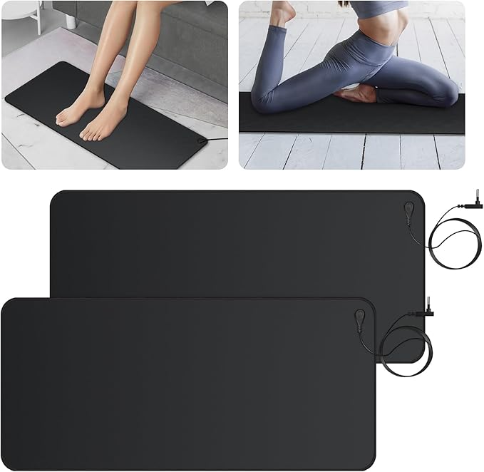 Urvoix Grounding Mat for Feet, 12.5" x 29"(2Pack) Earth Mat Grounding Pad for Sleep, Boost Energy & Wellness, Earth Therapy, Grounding at Home, Office, Work | Includes Conductive Test Pen