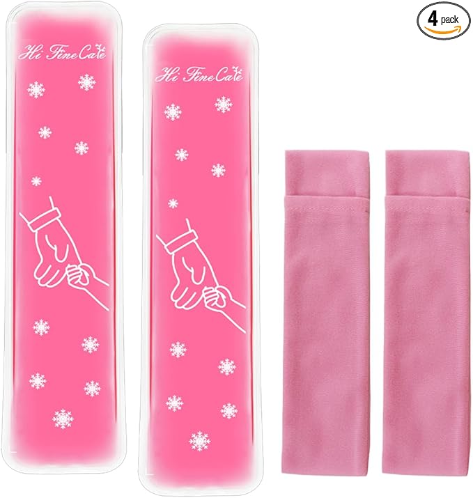 Postpartum Ice Pack, Hot and Cold Pads for After Delivery Essentials, Gel Cooling Pad, Fast Pain Relief Convenient for Perineal Recovery Helps Reduce Swelling (Pink, Hand Pattern)
