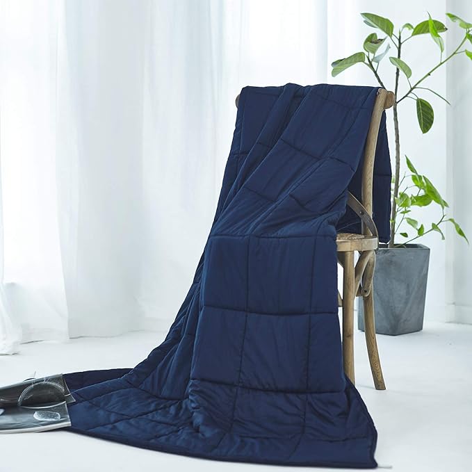 RelaxBlanket Cotton Weighted Blanket 100% Cotton with Premium Glass Beads for All-Season 60''x80'' 20lbs,Navy