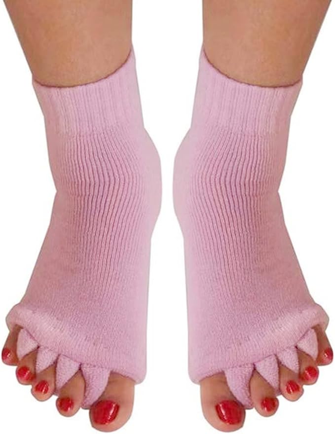 AIBEARTY 3 Pairs Yoga Sport Gym Five Toe Separator Socks Foot Massage Toeless Socks