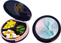 Serfeymi Small Pill Box - 3 Compartments Portable Pill Box for Purse Pocket, Compact Mini Travel Pill Case - Suitable for Medicine, Vitamin, Fish Oil, Supplements - Dark Blue(Marble)