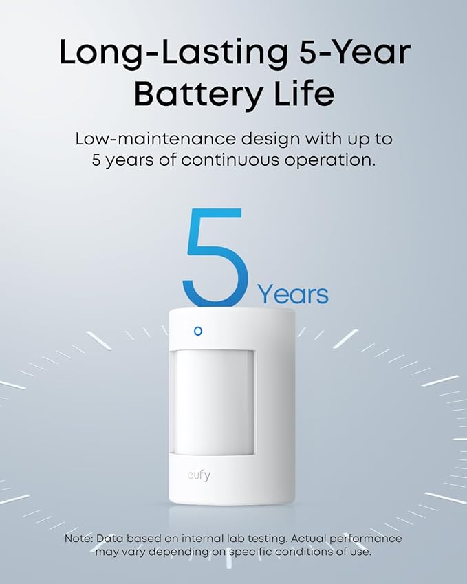 eufy Motion Sensor E20, Pet-Friendly Detection to Reduce False Alarms, Extended 5-Year Battery Life, Easy and Versatile Installation, Requires HomeBase 2, 3, Mini, or Pro
