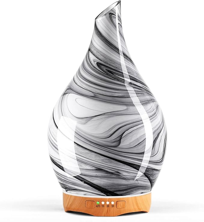 Porseme 280ml Essential Oil Diffuser Glass Color Changing Aroma Air Diffusers Aromatherapy Ultrasonic Cool Mist Humidifier 7 Running Hours Waterless Auto-Off for Sleeping, Yoga, Office, Spa (Ink)