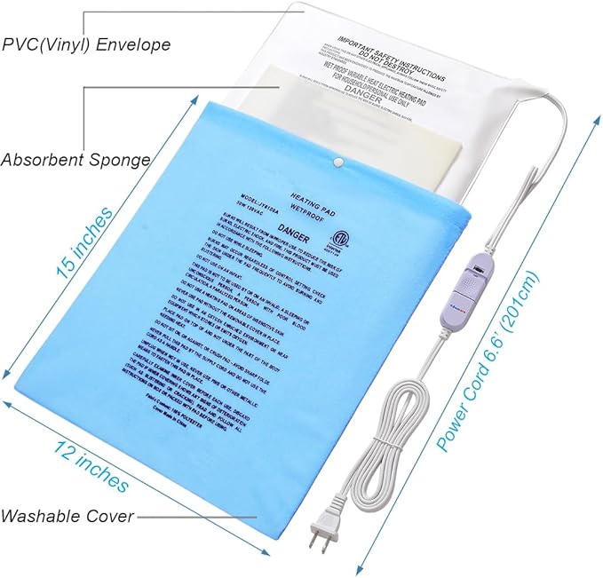 Boncare® Stay-On Small Vinyl Electric Heating Pad for Neck and Shoulders and Back Without Auto-Off, Low & High Heat Levels, Waterproof Hot Heat Pad with Washable Cover (12"x15", 3-Pack)