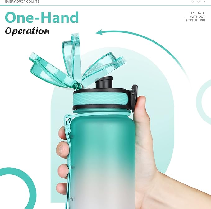 Opard 30oz/32oz Sports Water Bottle with Leak Proof Flip Top Lid BPA Free Tritan Reusable Plastic for Gym and Outdoor, Travel Water Bottle