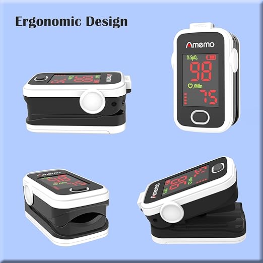 Pulse oximeter with alarm function, OLED display oxygen monitor fingertip, Blood oxygen saturation monitor (SpO2) with Carrying case, Silicone cover, Batteries and Lanyard