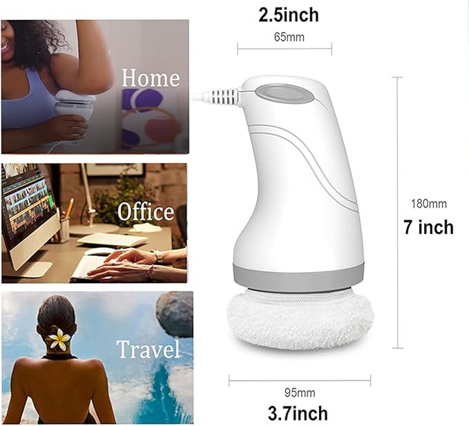 Body Sculpting Machine Electric Cellulite Massager 3 Pads, Handheld Full Body Massage Machine for Back/Abdomen/Butt/Leg/Arms Deep Massage Relax with Rotaion Vibration Body SPA (White)