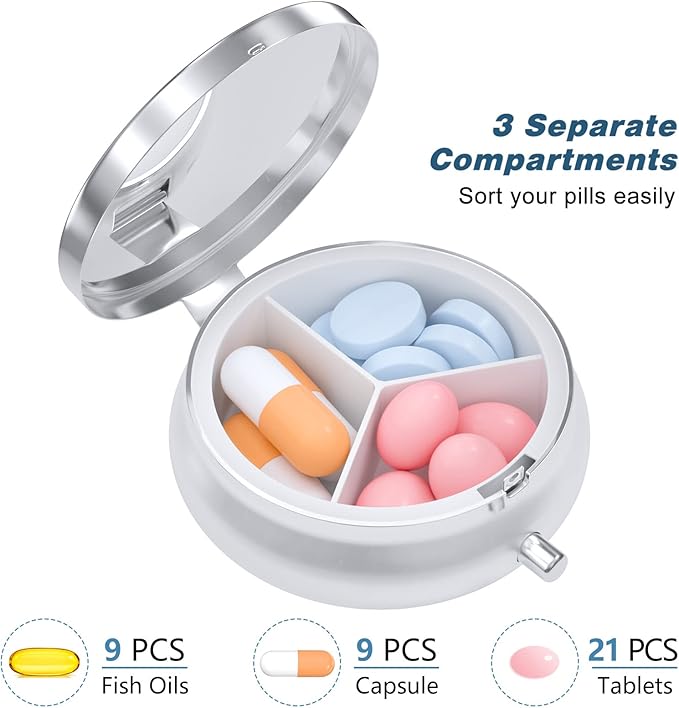 Pill Case, Cute Travel Pill Box for Purse, Moisture Proof Small Medicine Holder, Portable Pocket Medicine Organizer Dispenser to Hold Vitamins, Cod Liver Oil, Supplements, Mandala Flower