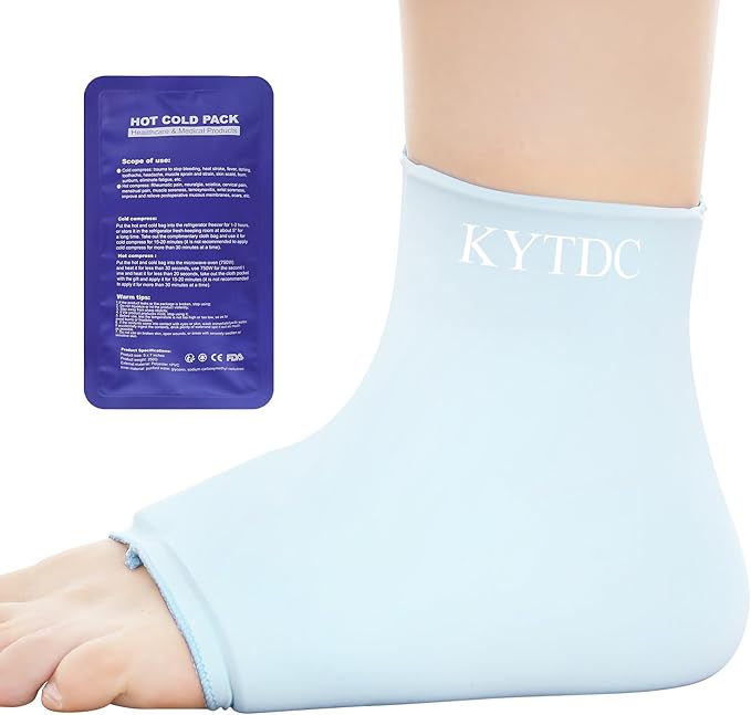 Ankle Ice Pack Wrap Reusable Gel Cold Compression Sleeve for Swelling, Sprained Ankle, Achilles Tendonitis & Plantar Fasciitis Relief（Blue，Small/Medium）