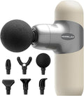 Morelax Mini Massage Gun Deep Tissue, Portable Percussion Muscle Massager for Whole Body Pain Relief, Electric Handheld Sport Massager with 6 Massage Heads 4 Speed, Best Gift (Silver Beige)