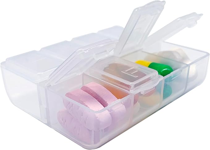 Pill Case for Vitamin and Supplement Organizer, EFFIET 7-Day Portable Cute Little Pill Box with Fabric Cover (Pink)