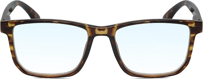 Calabria R861 Rectangular Blue Light Blocking Reading Glasses Men Women Trendy Eyeglass Work Gaming Computer Readers w/Case