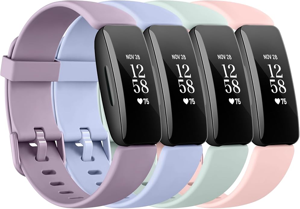 4 Pack Bands Compatible with Fitbit Inspire 2 Bands for Women Men, Adjustable Replacement Sport Wristbands Straps for Fitbit Inspire 2 / Ace 3