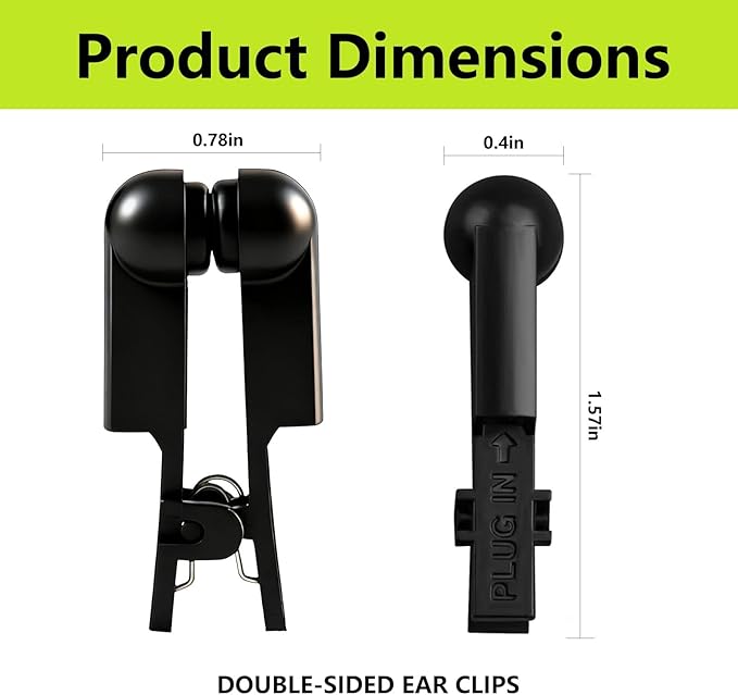 Ear Clip Electrodes,Rubber Ear Clip Accessories Compatible for Tens 7000,(Black)