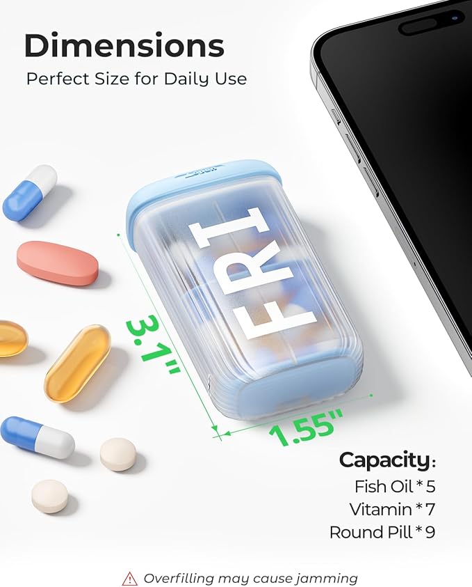 Betife Pill Organizer 2 Times a Day, AM PM Weekly 7 Day Large Pill Box, Travel Medicine Vitamin Holder Container for Daily Supplements
