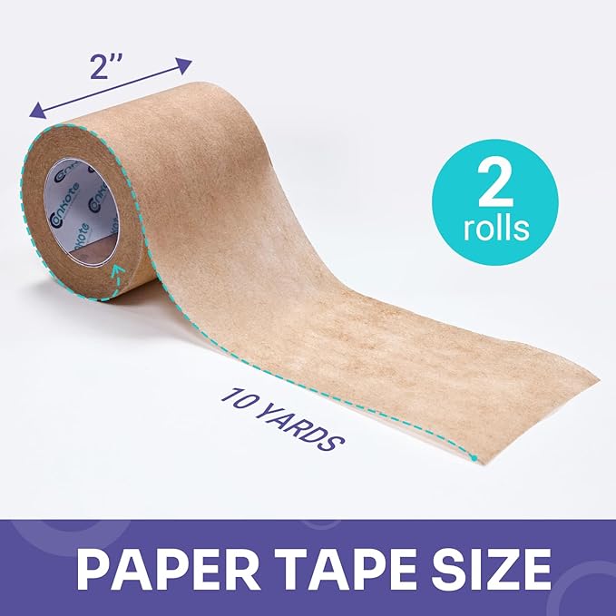 Conkote Tan Paper Surgical Tape 2" x 10 Yards, Hypoallergenic Medical Tape, 2 Rolls