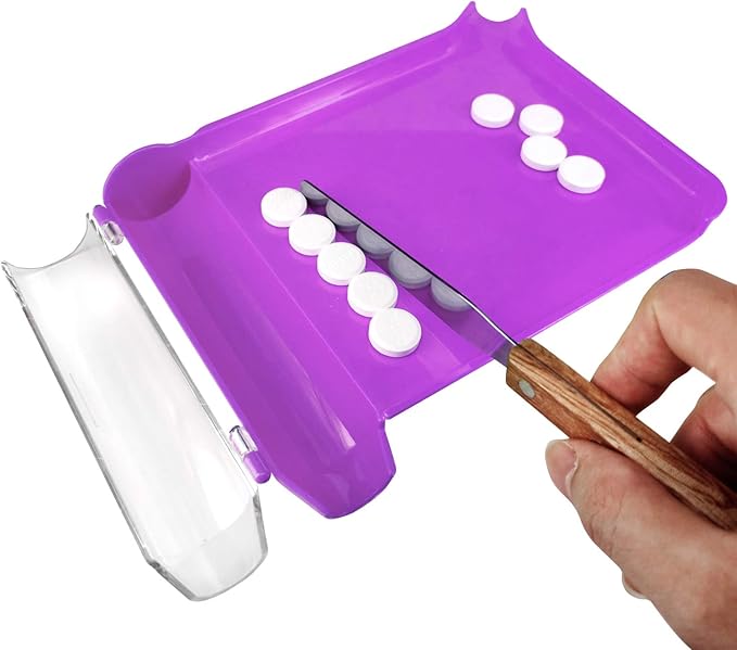 Medarchitect Right Hand Pill Counting Tray with Spatula (Purple - Wood Handle)