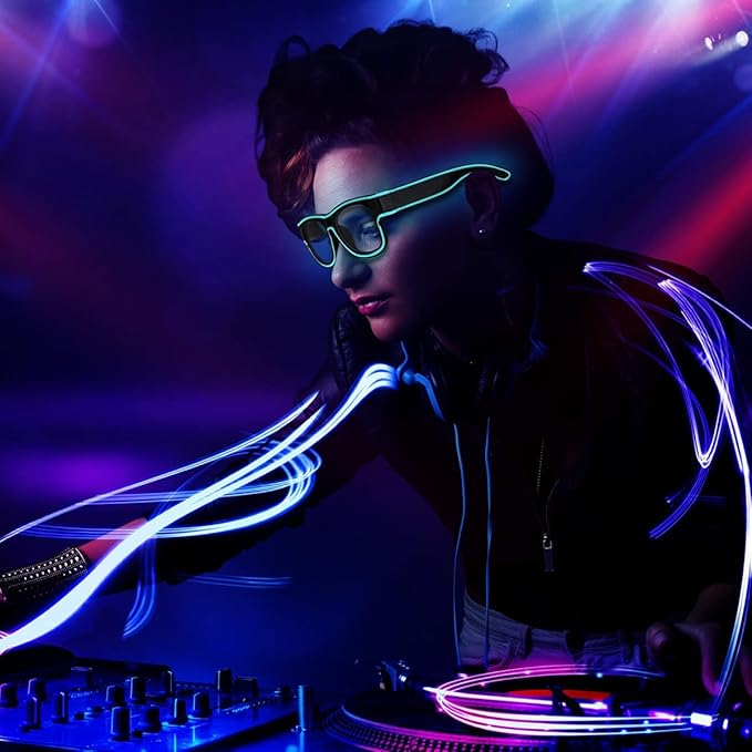 Ainiv Wireless Light Up Glasses 3 Modes LED Luminous Glasses Glow in the Dark for Parties, DJ, EDM, Halloween, Christmas