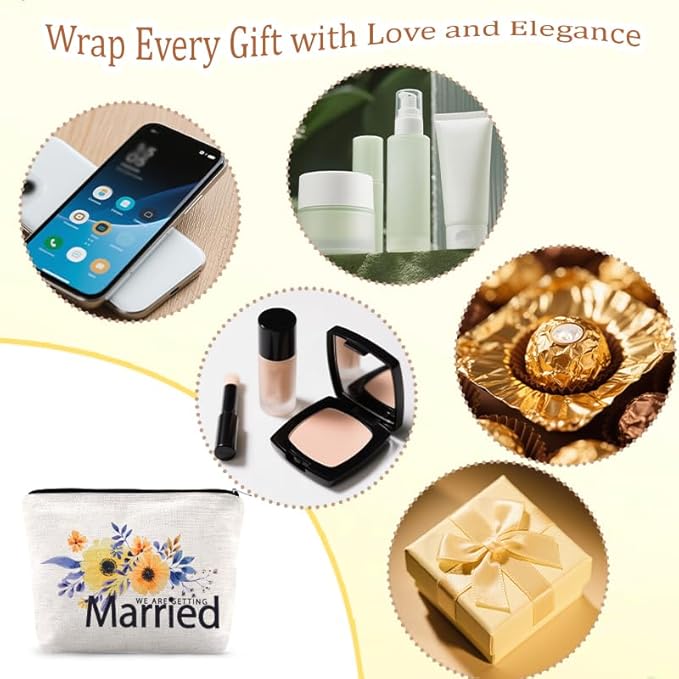 Engagement Gifts for Her Cosmetic Bag Bridal Shower Gifts for Bride Makeup Bag Pouch Wedding Gift Toiletry Bags Bride To Be Gift Bags Newlywed Married Engaged Travel Bags Bachelorette Party Pouches