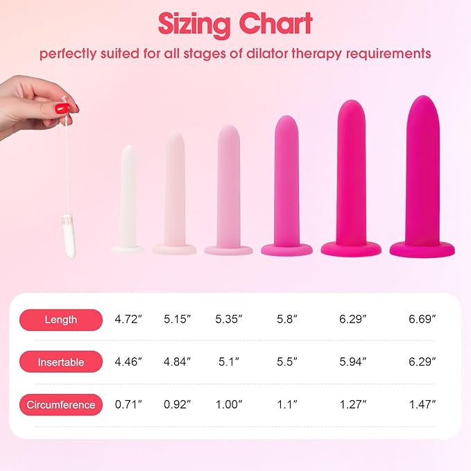 Silicone Pelvic Floor Muscle Dilator Exerciser Trainer Set - 6 Kit System (Large Set)