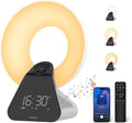 Voraiya Light Therapy Lamp 10000 Lux with Bluetooth, 8 White Noises, Dimmable Wake Up Light Sunrise Alarm Clock, 4 Timer Settings, Memory Function for Sensitive Sleepers and Home Office