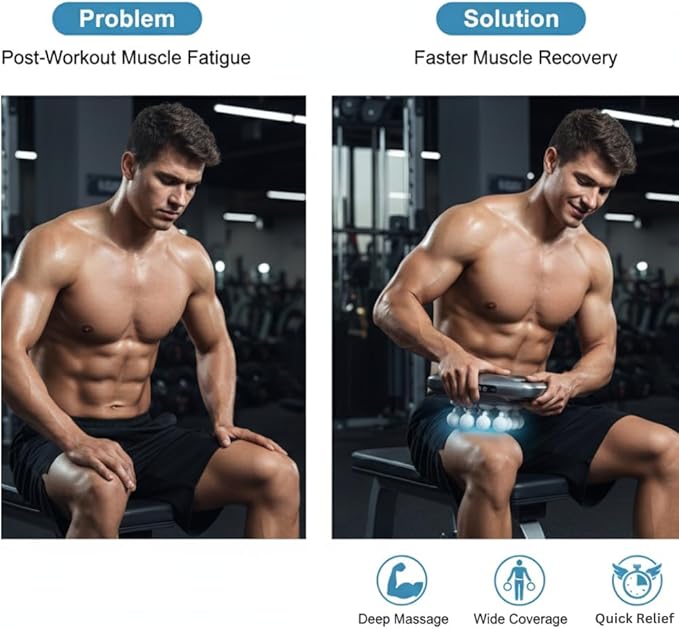16-Head Deep Tissue Body Massager with Heat, 3 Modes & 30 Intensities, Multi-Head Back Massager for Full Body Relief, Quiet Percussion Massager for Back, Neck, Legs, Waist,1800mAh Battery