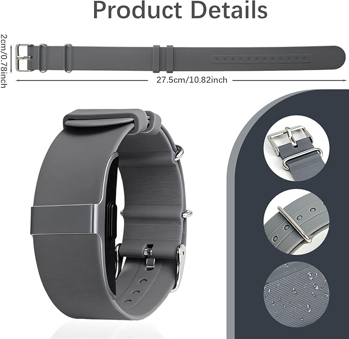 Silicone Loop Strap Compatible with Hume Health Band, Soft Silicone Replacement Band Adjustable Clasp Buckle Closure Strap Wristband for Fitness Tracker & Activity Monitor