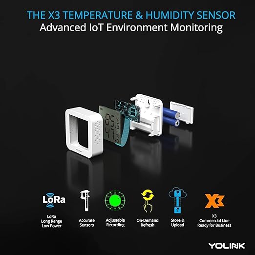 YoLink X3 Version Temperature & Humidity Sensor, Supports App Real-Time Data Refresh, Alexa, IFTTT, Home Assistant Integration - YoLink Hub Required
