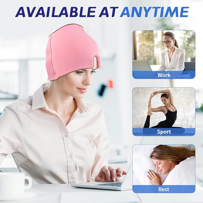 Bundle of Migraine Relief Cap, Soothing Headache Ice Face Mask Products, Hot and Cold Therapy, Migraine Headache Relief Cap for Migraine, Sinus, Puffy Eyes, Tension, Stress and Hangover