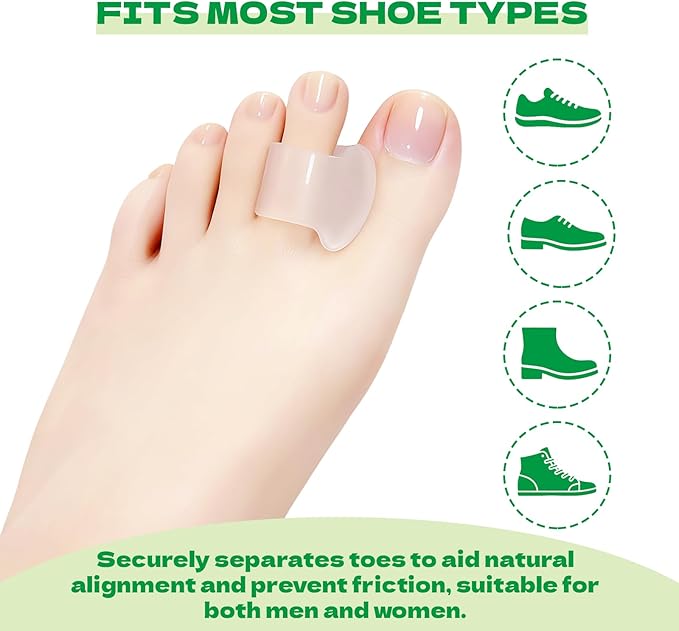Toe Separators for Women & Men, 12-Pack 1/4" Thick Gel Toe Spacers, Bunion Corrector, for Overlapping Toes/Bunions/Big Toe Alignment/Spacer and Corrector(White)