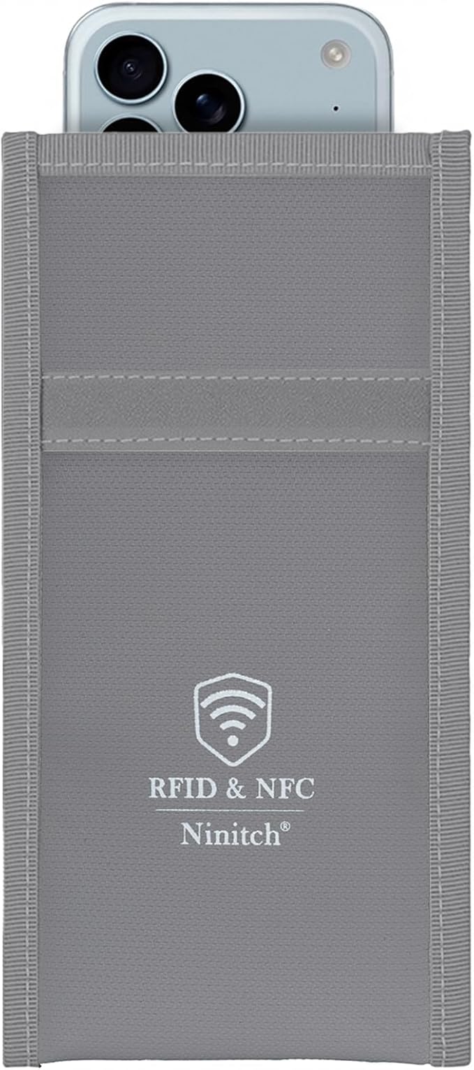 Faraday Bags for Phone Privacy & Security - Signal Blocking Pouch for GPS/WIFI/5G/RFID - Fireproof & Waterproof Anti-Drop Case for Travel & Data Protection Gray