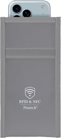 Faraday Bags for Phone Privacy & Security - Signal Blocking Pouch for GPS/WIFI/5G/RFID - Fireproof & Waterproof Anti-Drop Case for Travel & Data Protection Gray