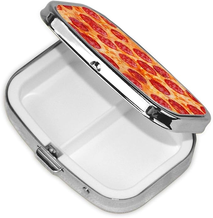 Small Pill Case Pizza, Travel Pill Organizer Pill Box Portable Medicine Organizer, Cute Pill Holder Container for Vitamin, Fish Oil