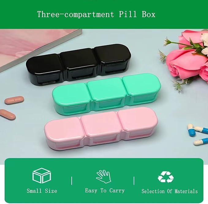 3 Pieces Pill Organizer, 3 Timer Daily Moisture Proof Pill Box Pocket Purse Portable Travel Vitamin Container Medicine Case