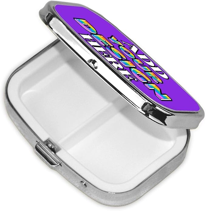 Custom Pill Organizer, Medicine Pill Box Case Container Travel Pill Holder Vitamin for Purse Med Wallet Portable Mini Pastillero Square, Blue Violet, Personalized Gifts