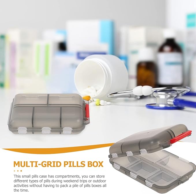 rosenice Travel Medicine Box Portable Pill Organizer with 10 Compartments Compact Waterproof Pill Container for Travel Camping Outdoor Use
