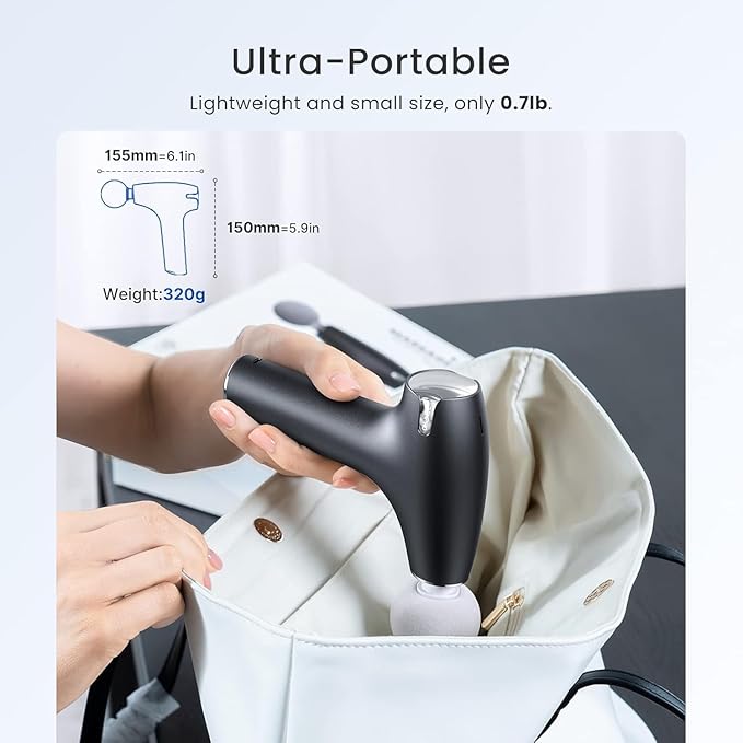 RENPHO Portable Mini Massage Gun with Heat, Handheld Percussion Neck Massager, Compact and Travel-Friendly, Electric Back Massage Gun for Men and Women