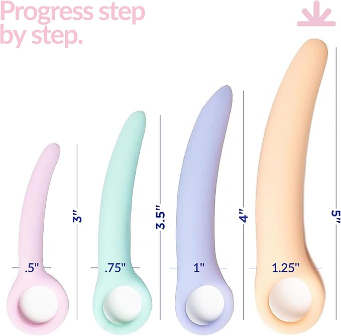 AEON Gentle Touch Premium Silicone 4-Piece Curved Set for Pelvic Floor Wellness & Flexibility – Soft, Body-Safe Design – Includes 1.3 Oz Aeon Glide Moisturizer ($10 Value) & Elegant Storage Bag