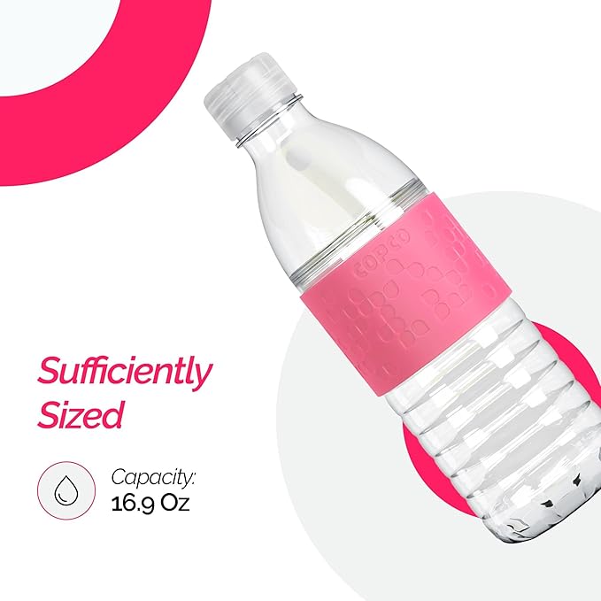 Copco Hydra 16.9 oz Water Bottle with Leak-Proof Lid - Tritan Reusable with Textured Grip Sleeve - BPA-Free, Shatter-Resistant, Dishwasher Safe for Travel, Gym, Work, Outdoors (Pink)