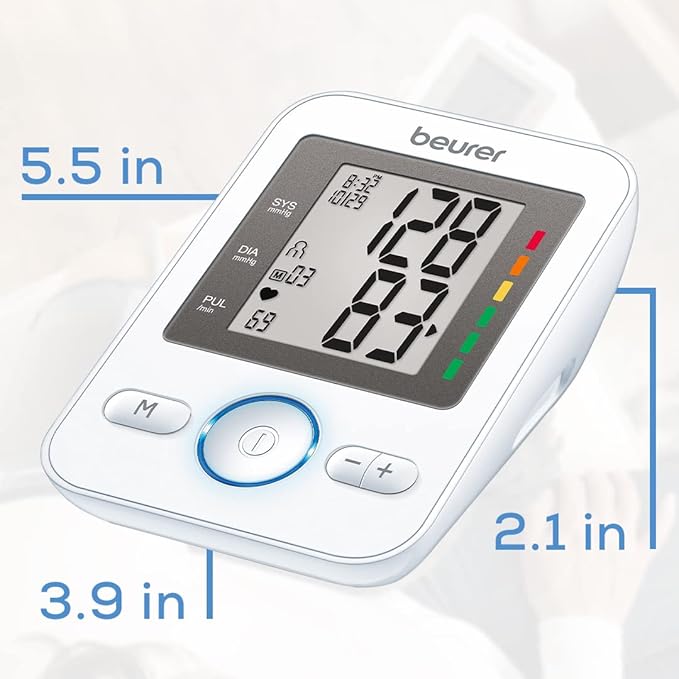 Beurer BM31 Upper Arm Blood Pressure Monitor for Home Use, Large Cuff | Automatic & Digital, 2-Users, XL Display, Irreg. Heartbeat Detector, Universal Cuff Circ. 8.7”-16.5”