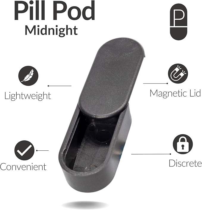 Standard Magnetic Keychain Pill Holder – Larger Capacity, Durable & Lightweight with Sleek Minimalist Design – Secure, Portable Travel Pill Organizer for Everyday Use (Midnight)
