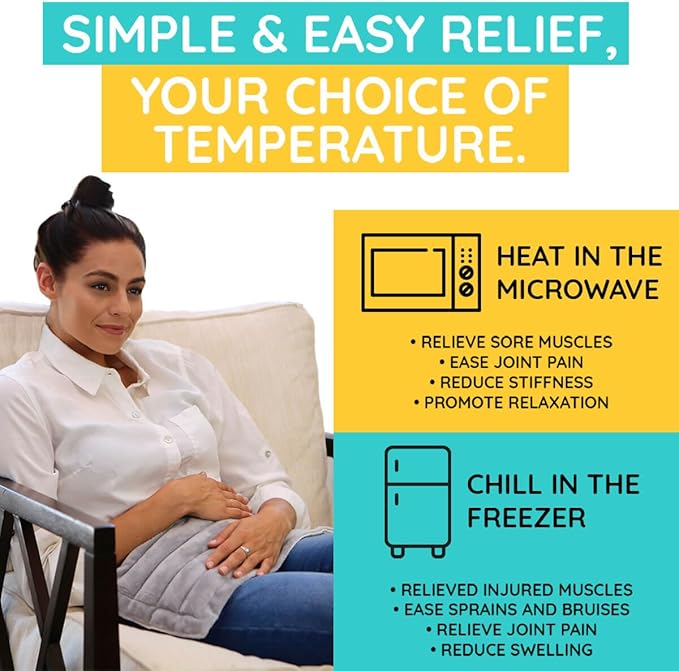 Microwavable Heating Pad Solutions Buddy - Moist and Large Heating Pad for Joints and Muscles Relief - Microwave Hot Pack Heat Pad for Cramps - Calming Chilled or Heated Pad Therapy - 1 Pack