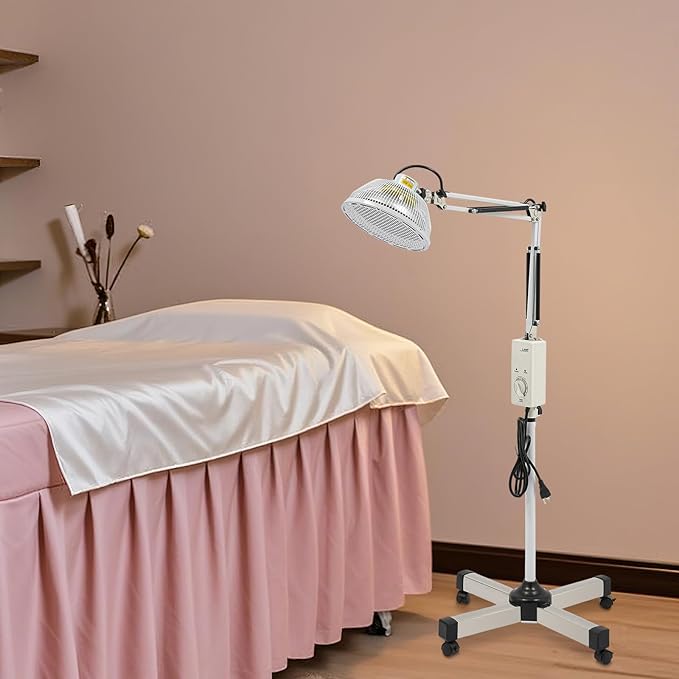 Acupuncture Infrared Heat Therapy Mineral Lamp with Adjustable Height Heating Light, 360° Rotating Lamp Head, and Timer for Muscle Pain Relief, Joint Therapy, and Recovery