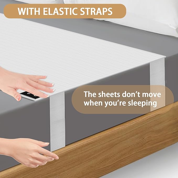 Grounding Sheets for King Size Bed, Grounding Bed Sheets with 10% Silver Fiber, Earth Connected Sheets for Better Sleep, Energy, White, 27"*76"