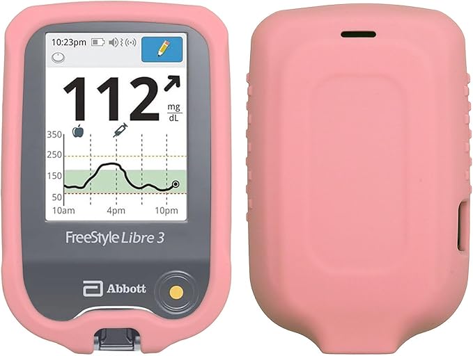 Premium Silicone Protective Cover Set (Screen Protector + Lanyard + Lanyard Patch) for Freestyle Libre 3 / Freestyle Libre 2 (Continuous Glucose Monitor) ((Pink)
