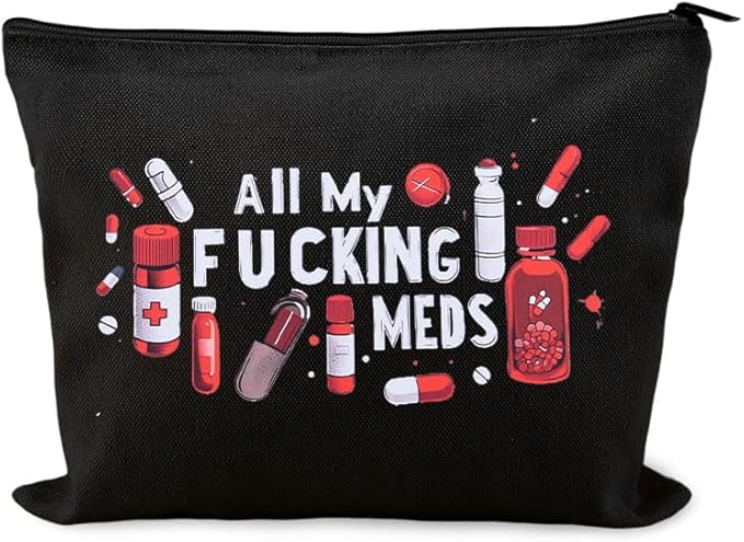 Medicine Storage Organizer Pouch Bag Travel Medication Bag Funny Pharmacist Gifts Physician Assistant Make Up Bags Family Nurse Practitioner Gifts for Women Men Cosmetic and Pill Bags Doctor Pouch
