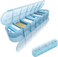 2 Layers Weekly Pill Organizer 2 Times a Day, Travel Medicine Pill Organizer, Pill Box Case 7 Day AM PM, Pill Container for Vitamins, Fish Oil, Supplements and Medication, Blue