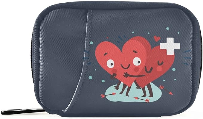 Naanle Pill Organizer Heart with Cross Pill Box 7 Day Pill Case Bag Travel Pill Organizer Bag with Zipper Portable Weekly Case Compact Size for Vitamin Supplement Holder
